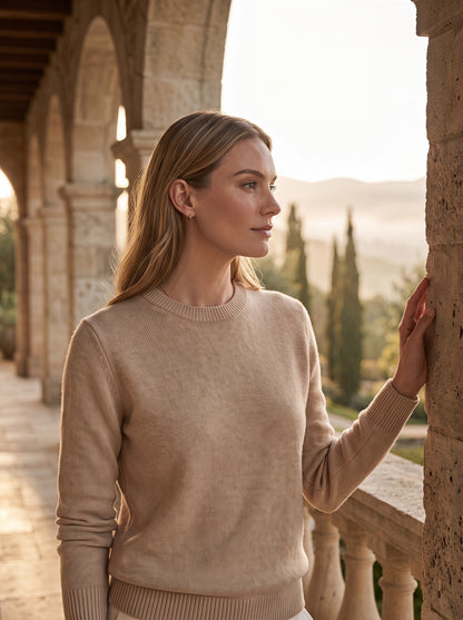 Alashan Undyed Cashmere Classic Crewneck Sweater - Essential Pure Knit Top