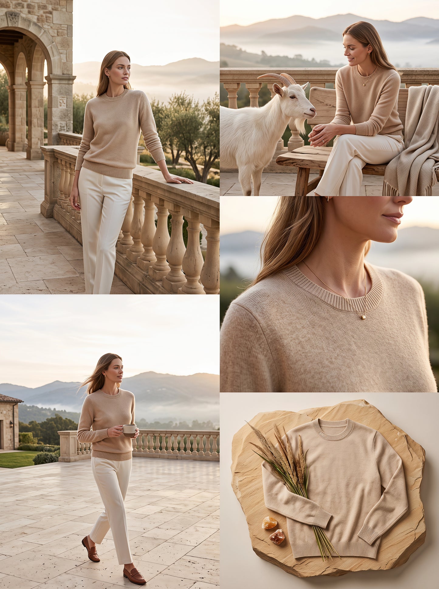 Alashan Undyed Cashmere Classic Crewneck Sweater - Essential Pure Knit Top