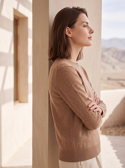Alashan Undyed Cashmere Classic Crewneck Sweater - Essential Pure Knit Top