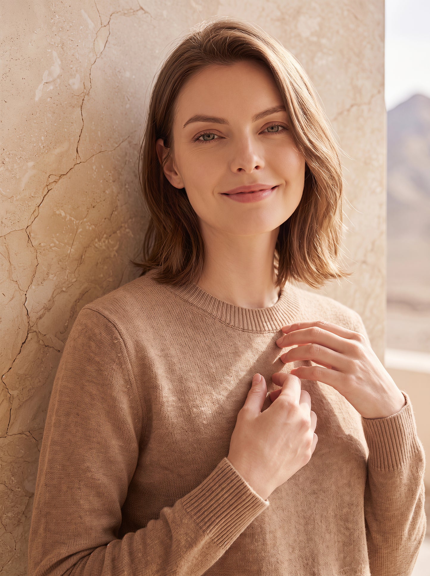 Alashan Undyed Cashmere Classic Crewneck Sweater - Essential Pure Knit Top