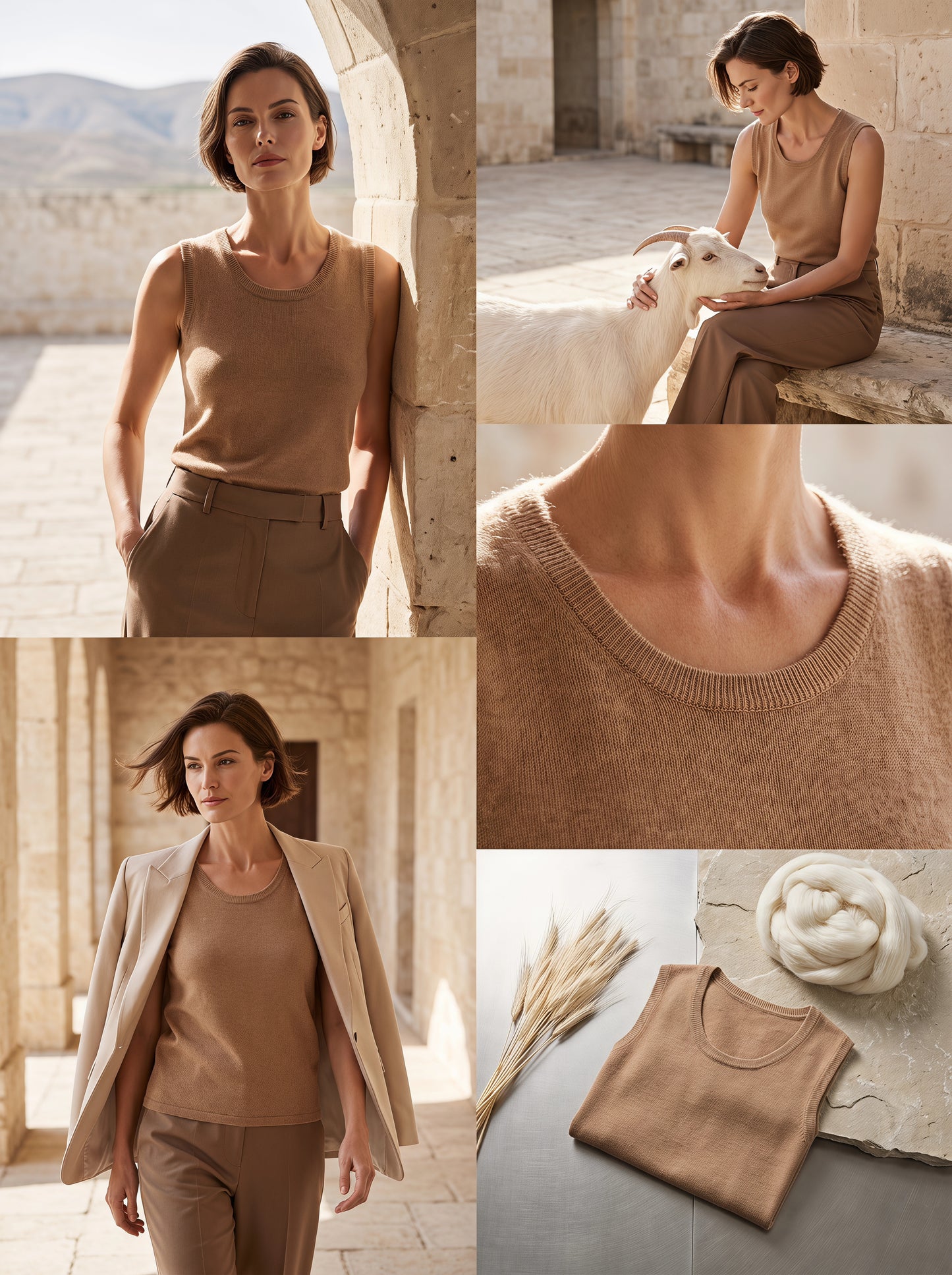 Alashan Undyed Cashmere Knit Tank Top - Eco-Friendly Scoop Neck Vest