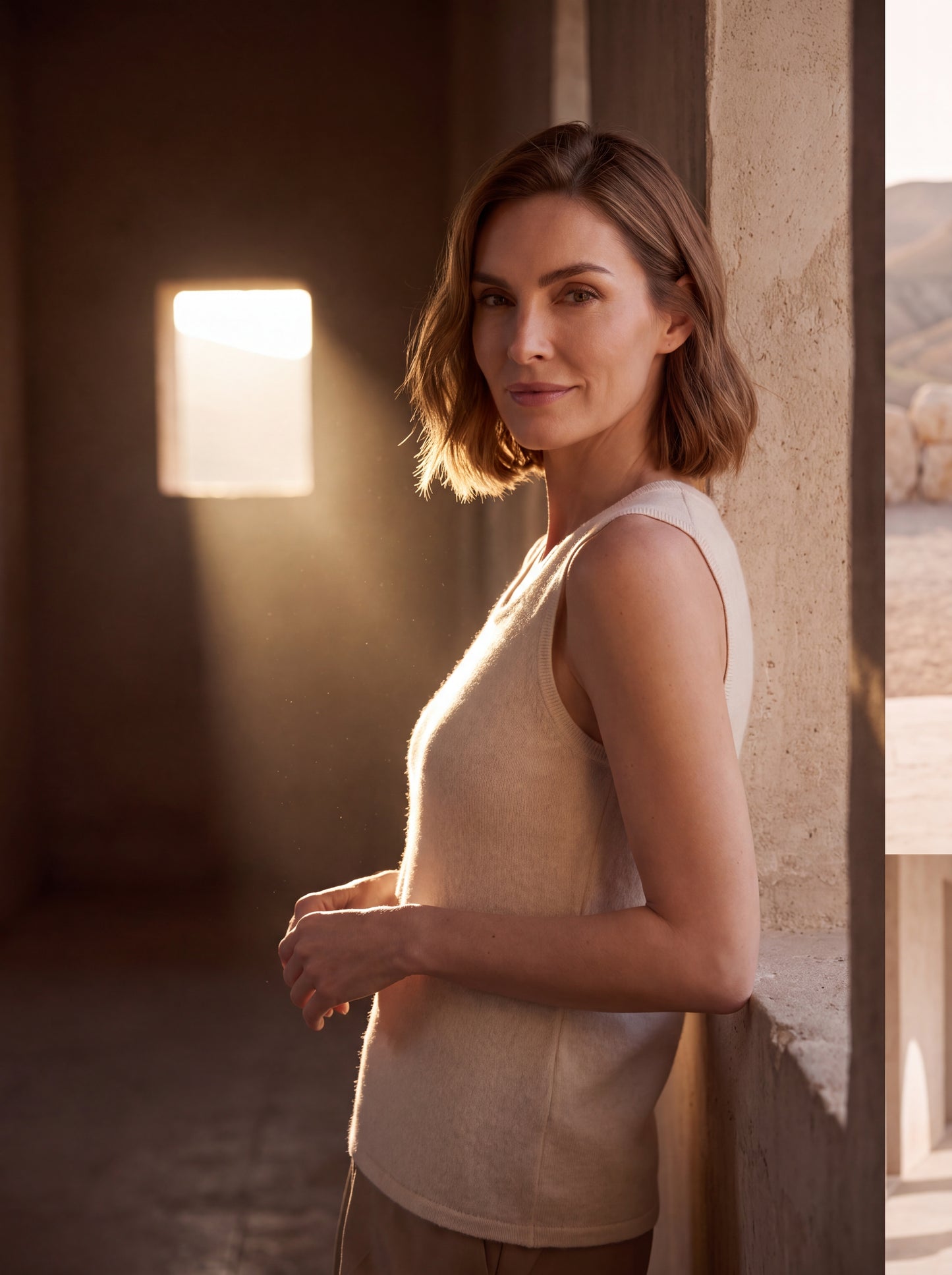 Alashan Undyed Cashmere Knit Tank Top - Eco-Friendly Scoop Neck Vest